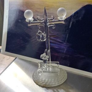 Crystal sculpture vintage artisian New York Cat Dog